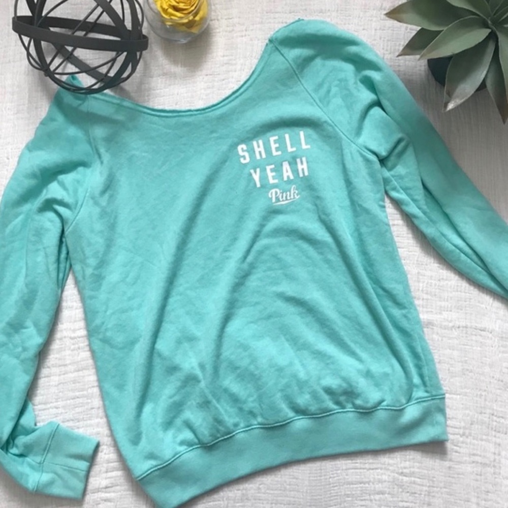 PINK shell yeah off the shoulder sweatshirt